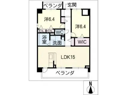 BELLACASA東白壁(2LDK/4階)の間取り写真