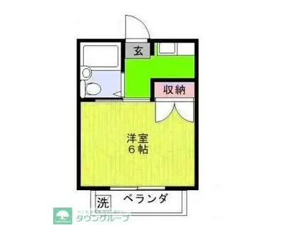 ハタノコーポレーション(1K/1階)の間取り写真