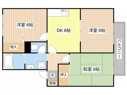 フレンドリーI(3DK/2階)の間取り写真