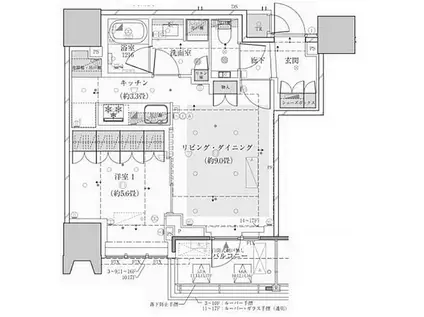 ザ・パークハウス高輪タワー(1LDK/12階)の間取り写真