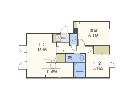 プロムナードI(2LDK/2階)の間取り写真