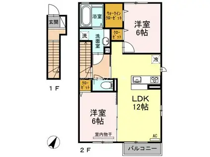 アドラブール H棟(2LDK/2階)の間取り写真