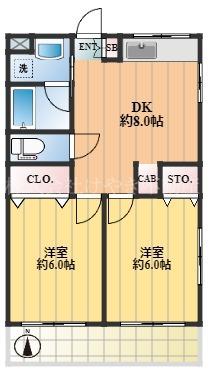 メゾンF(2DK/3階)の間取り写真