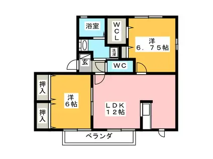 ベルセーヌ A(2LDK/1階)の間取り写真