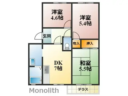 フラワーハイツ・ムラナカ(3DK/1階)の間取り写真