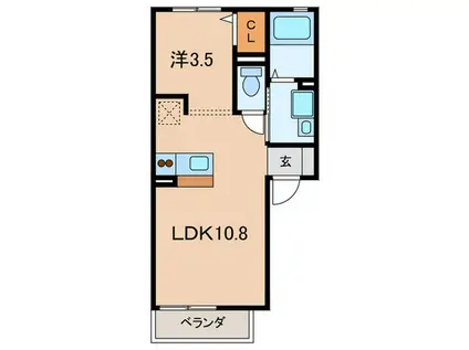 セジュール(1LDK/1階)の間取り写真