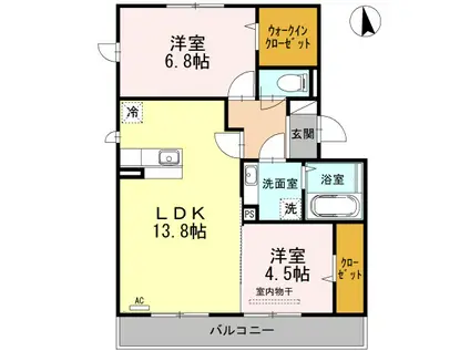 ロヴァージュ(2LDK/2階)の間取り写真