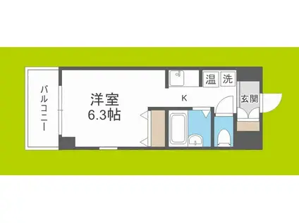 エルミタージュ難波南V(ワンルーム/9階)の間取り写真