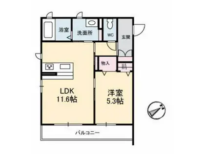 フレスクーラ医大東(1LDK/2階)の間取り写真