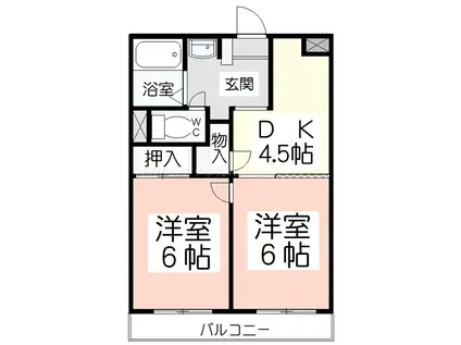 ヴィラシトラス(2DK/2階)の間取り写真