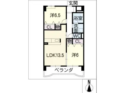 名鉄三河線 新川町駅(愛知) 徒歩13分 6階建 築17年(2LDK/4階)の間取り写真