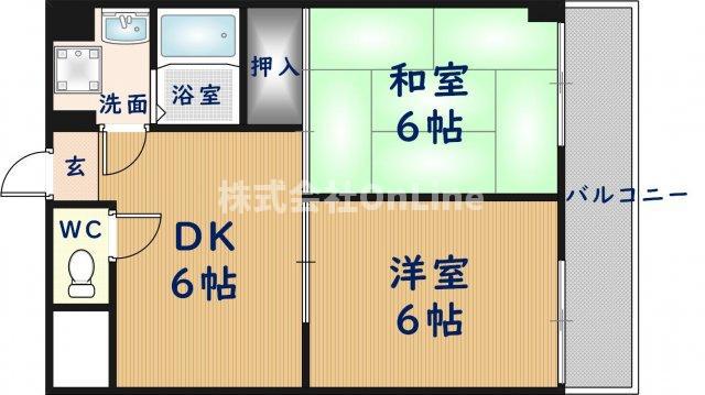 スカイハイツ(2DK/4階)の間取り写真
