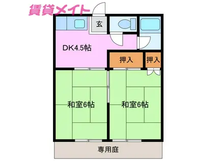 コーポカクサン(2DK/1階)の間取り写真