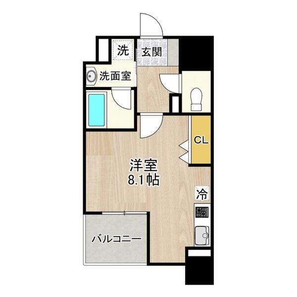CITY SPIRE 名古屋大須(ワンルーム/8階)の間取り写真