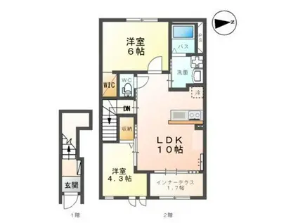 アイリス富久山(2LDK/2階)の間取り写真