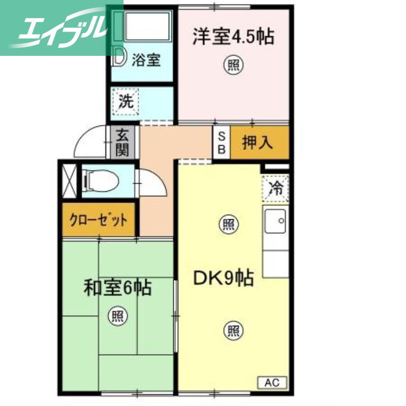 プレジール花尻 C棟(3K/1階)の間取り写真