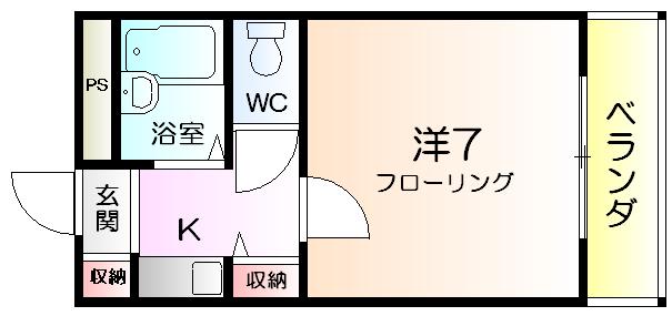 フォンティーヌ堺(1K/5階)の間取り写真