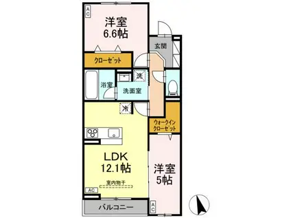 ディーレジデンス府中西府町(2LDK/2階)の間取り写真