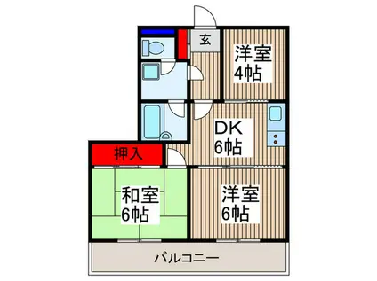 ヒルサイドテラス(3DK/4階)の間取り写真