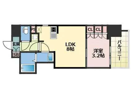 ザ・グリッド 千林レジデンス(1LDK/15階)の間取り写真