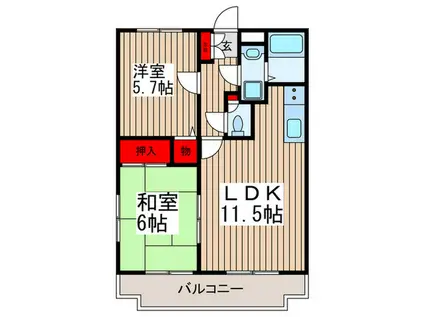エマーレ北越谷(2LDK/4階)の間取り写真