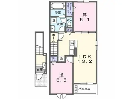 関東鉄道常総線 ゆめみ野駅 徒歩10分 2階建 新築(2LDK/2階)の間取り写真