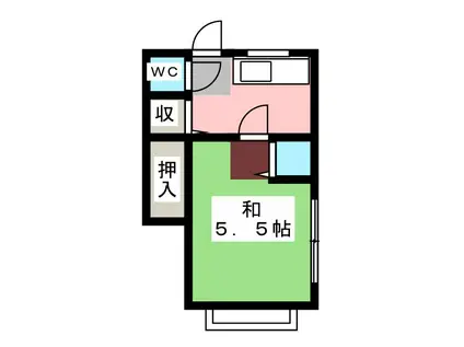 奥田アパート(1K/2階)の間取り写真