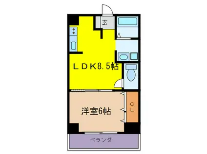 ヴェルデ・ミキ(1LDK/4階)の間取り写真