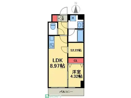 アイル プレミアム東京西新井(1LDK/6階)の間取り写真