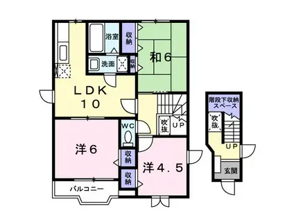 ジェミネスB棟(3LDK/2階)の間取り写真