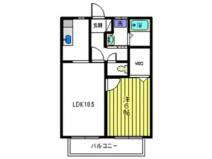 クレール西草深(1LDK/2階)の間取り写真