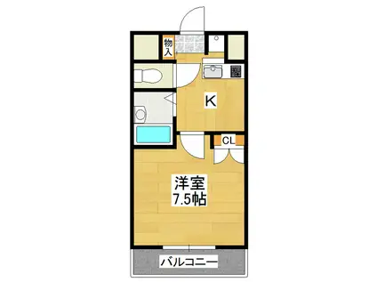 グリーンヒルズやまのい(1K/7階)の間取り写真