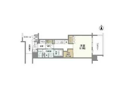 レ・ジェイド谷町五丁目(1K/7階)の間取り写真