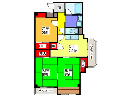 エステイト田中(3DK/3階)の間取り写真