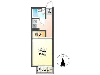 プリマベーラD(1K/1階)の間取り写真