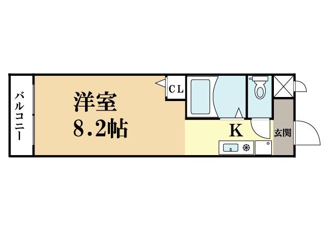 リュミエ京田辺(1K/1階)の間取り写真