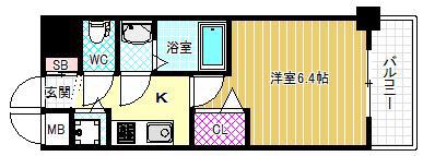 プレサンス天神橋スカイル(1K/3階)の間取り写真