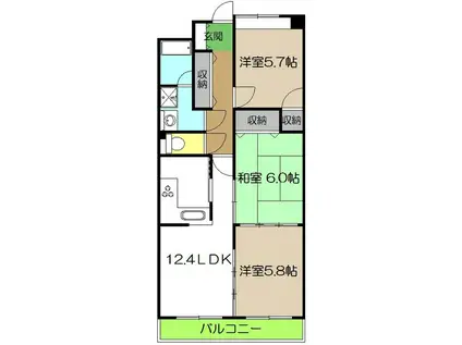 パールリバー(3LDK/2階)の間取り写真