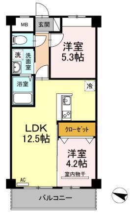 OTO寺家駅前(2LDK/4階)の間取り写真