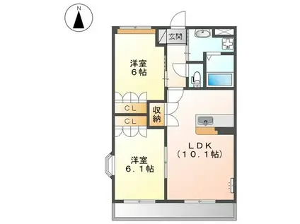 ロジュマン(2LDK/2階)の間取り写真