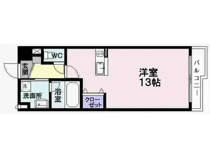 パラディーゾ木の実町(ワンルーム/1階)の間取り写真