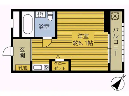 プロスぺリタ金池A(ワンルーム/2階)の間取り写真