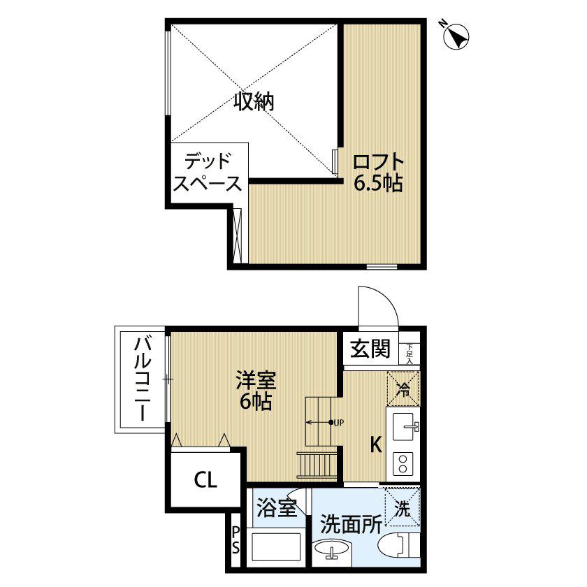 デュナメス深井(1K/1階)の間取り写真