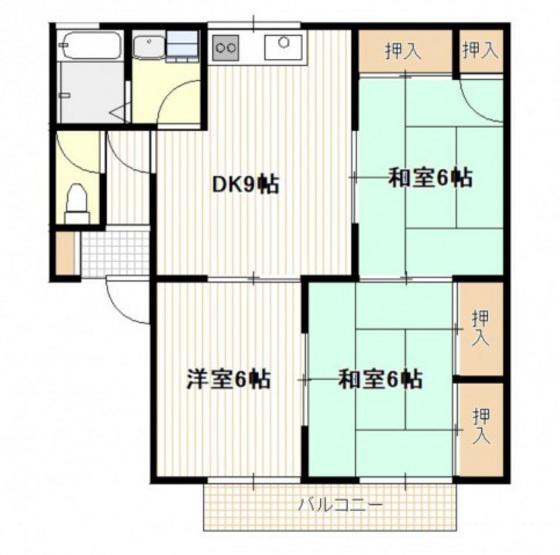 グランデージKM B棟(3LDK/1階)の間取り写真