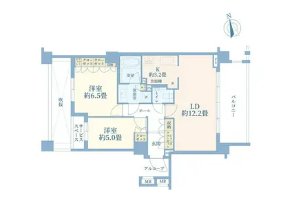 ザ・コートガーデン目黒東山(2LDK/3階)の間取り写真