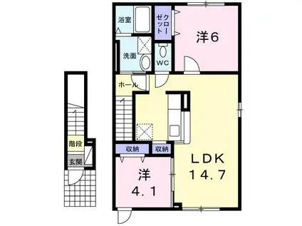 ロイヤルコーポ東雲(2LDK/6階)の間取り写真