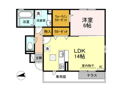 ロイヤルハイム江波(1LDK/1階)の間取り写真