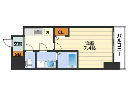 アプリーレ中之島(1K/13階)の間取り写真