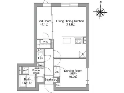 コンフォリア・リヴ両国イースト(1SLDK/3階)の間取り写真
