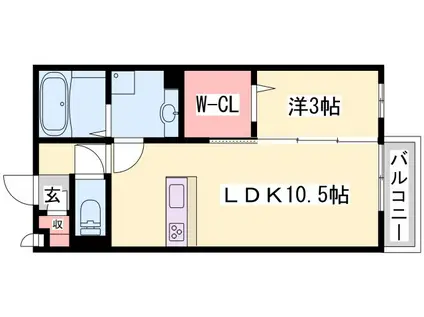 ベルメゾン荒川(1LDK/2階)の間取り写真